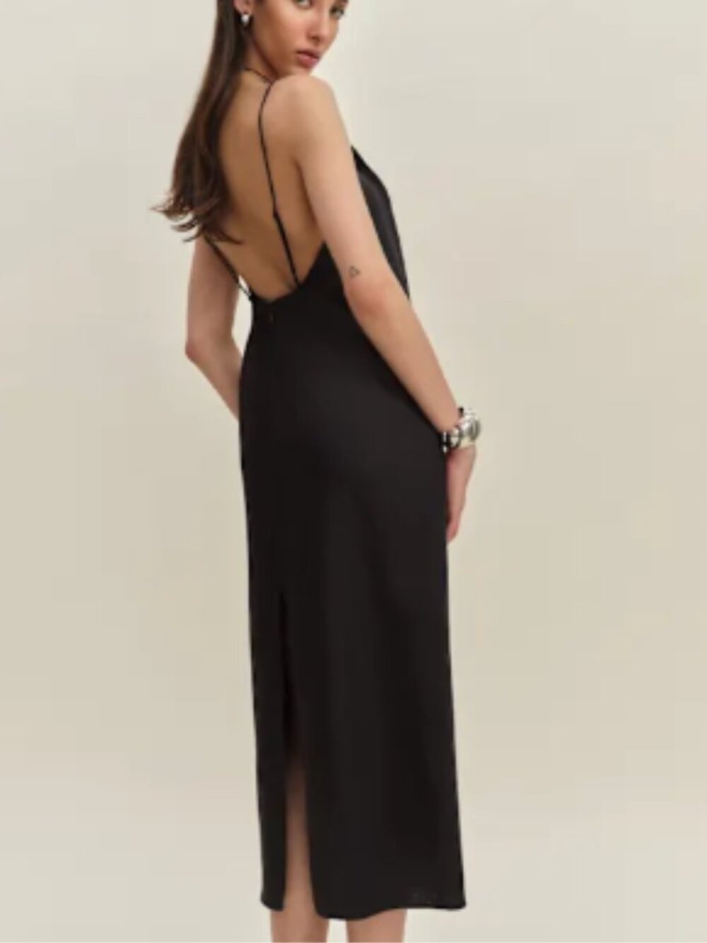 Reformation Gael Linen Dress Black - Size 4
